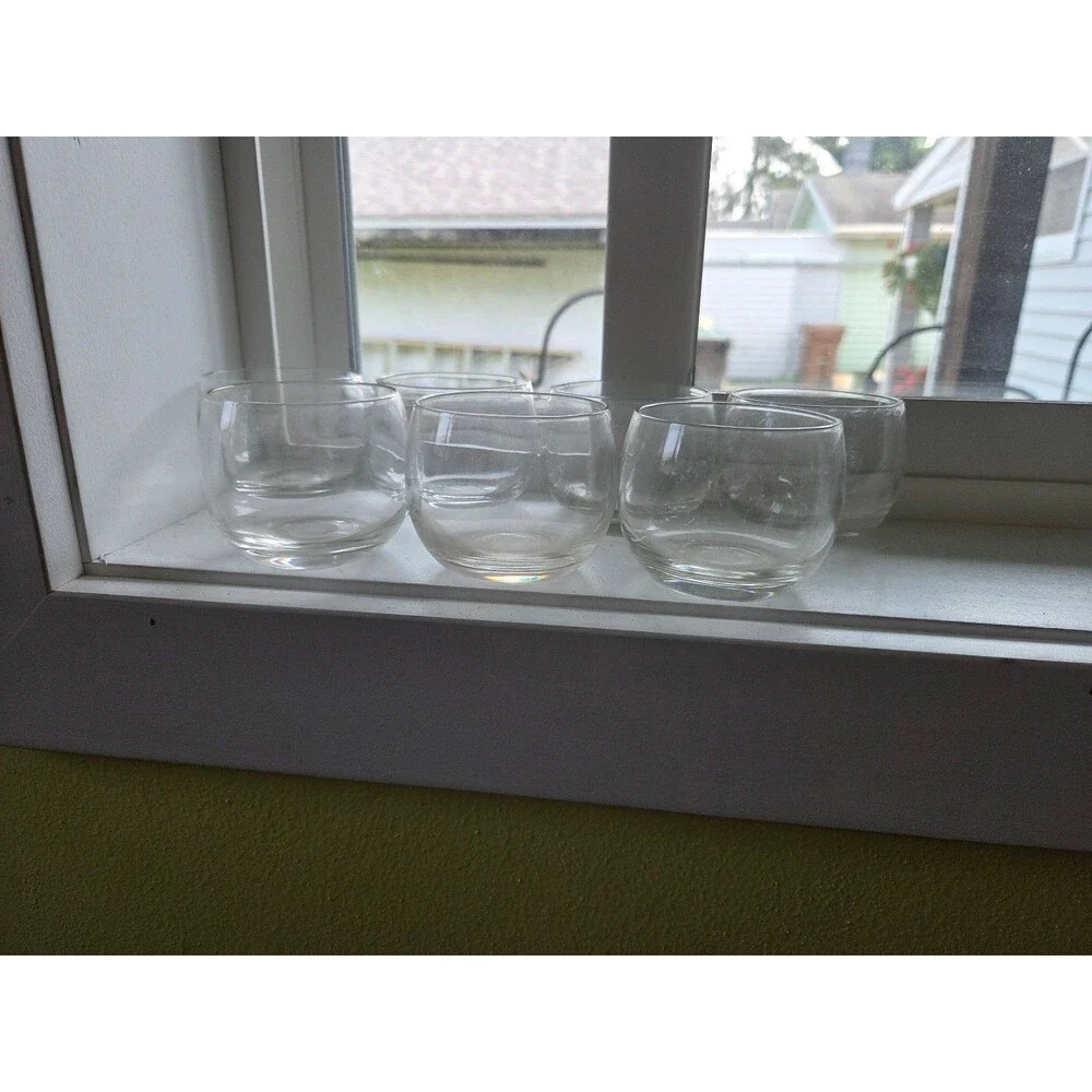Set of 6 Vintage Clear Cocktail Wine Glasses Mid Century - 8 Oz